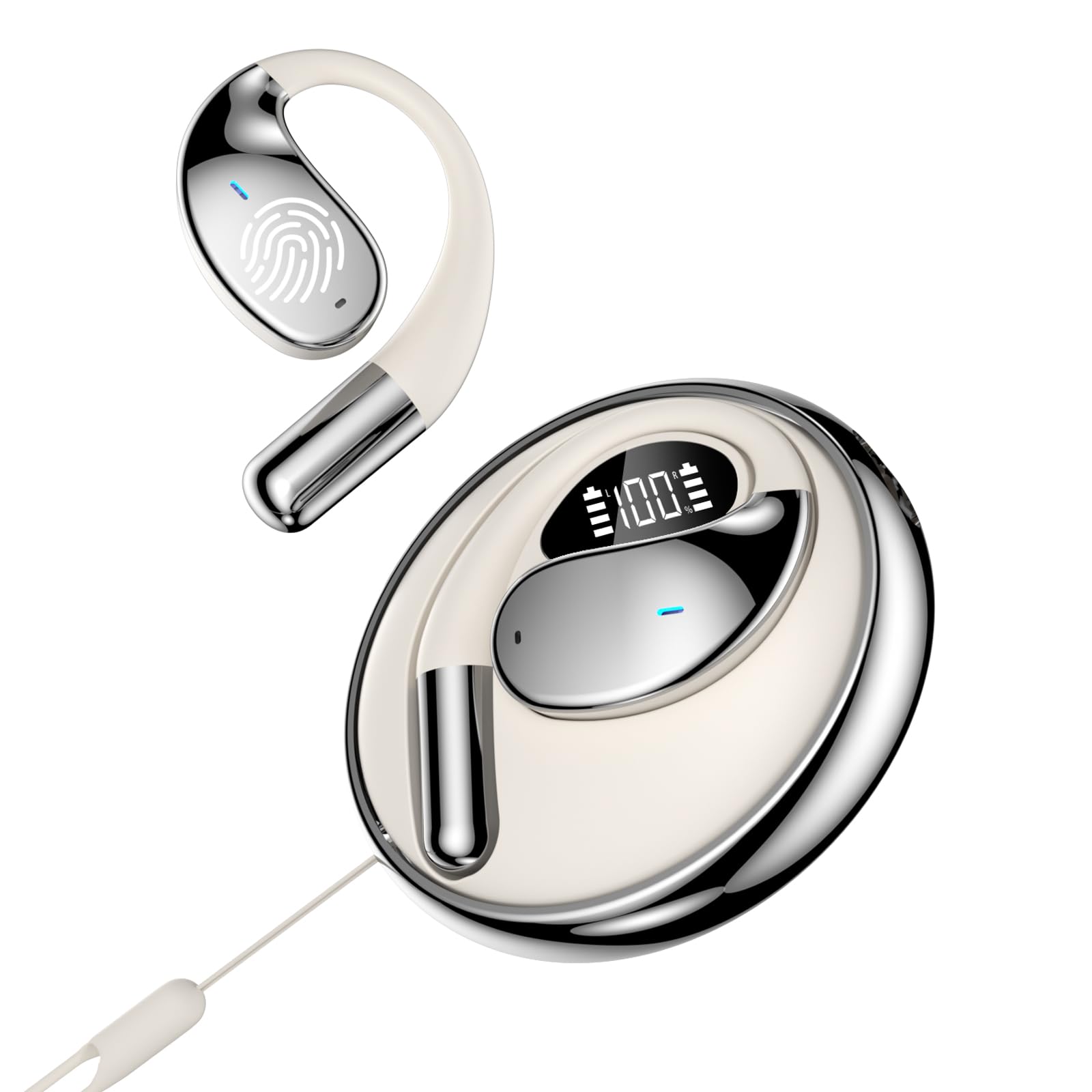XMENHA OWS Open Over Ear Earbuds AI Headphones Language Translator Translation Translating Earbuds Real Time Earpiece Ear Bud Spanish Translator Device AI Earbuds Translate Earphone