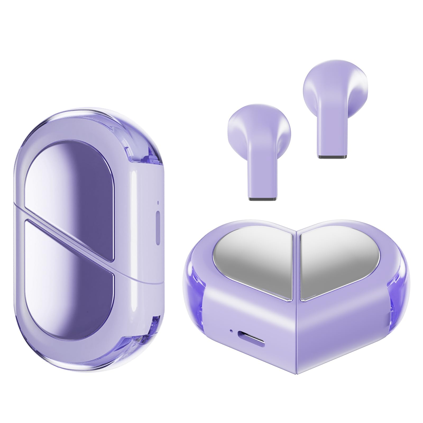 XMENHA Pink Heart Wireless Earbuds for Girls Kids, Cute Mini Tiny Small Invisible Earbuds Wireless Bluetooth for Small Ears Canals Women