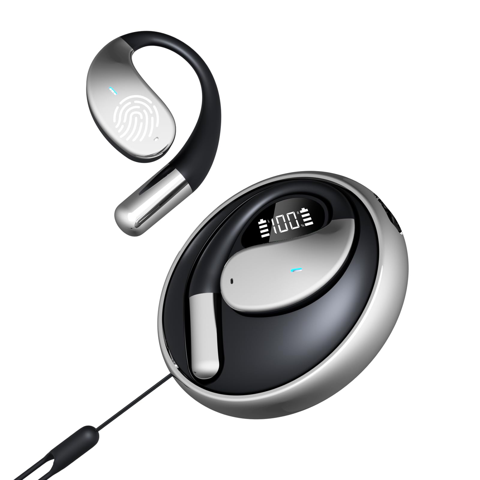XMENHA OWS Open Over Ear Earbuds AI Headphones Language Translator Translation Translating Earbuds Real Time Earpiece Ear Bud Spanish Translator Device AI Earbuds Translate Earphone