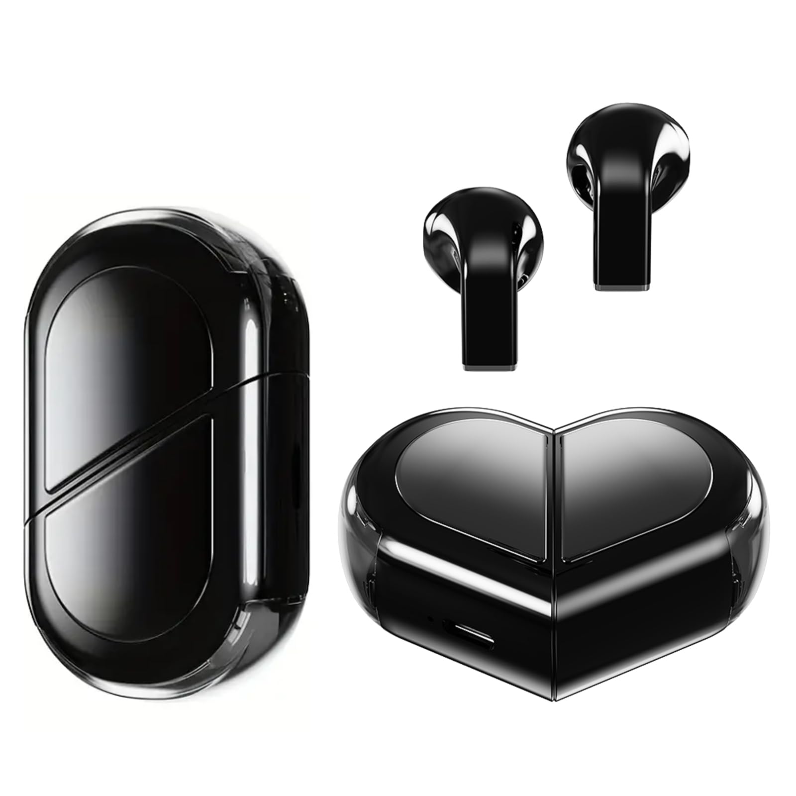 XMENHA Pink Heart Wireless Earbuds for Girls Kids, Cute Mini Tiny Small Invisible Earbuds Wireless Bluetooth for Small Ears Canals Women