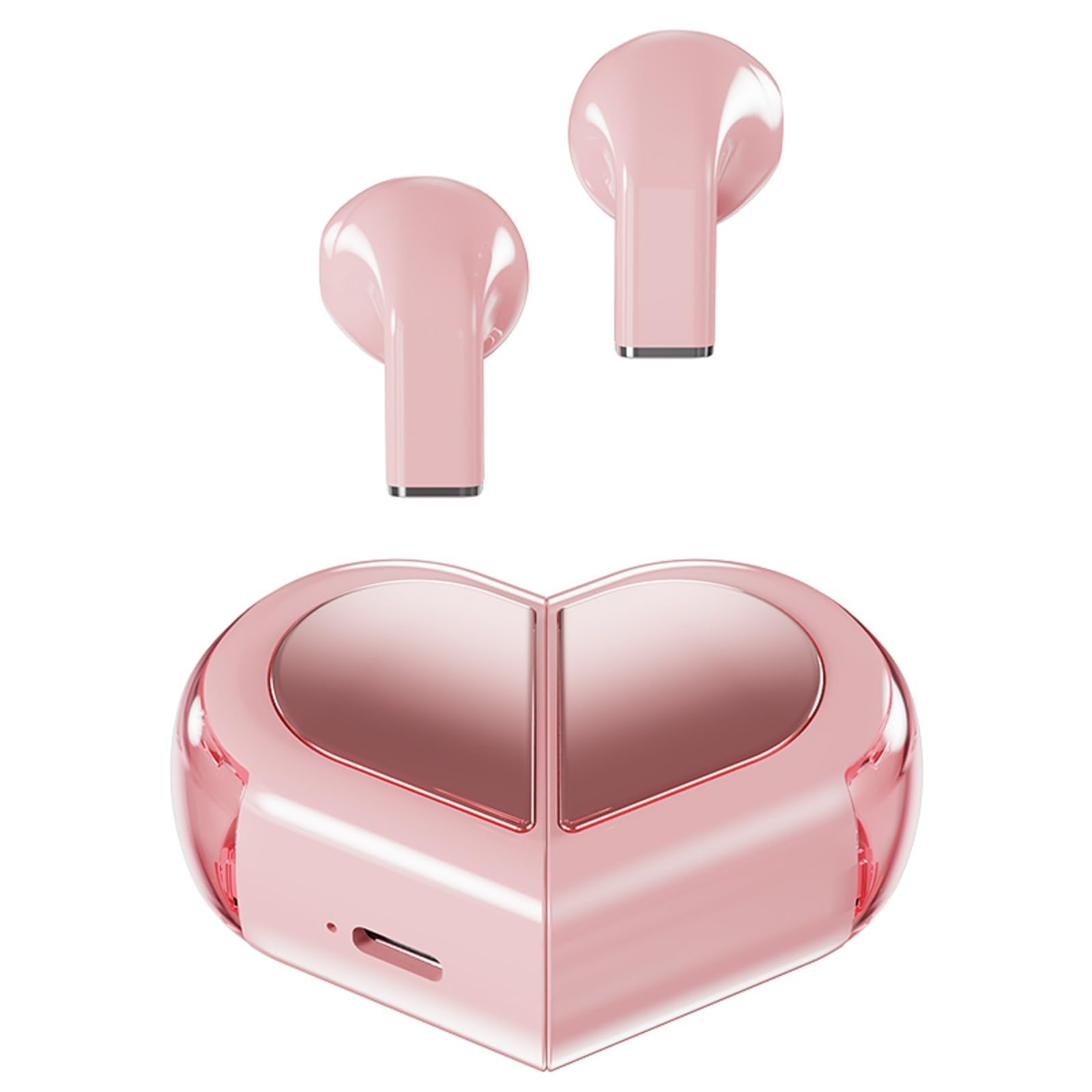 XMENHA Pink Heart Wireless Earbuds for Girls Kids, Cute Mini Tiny Small Invisible Earbuds Wireless Bluetooth for Small Ears Canals Women