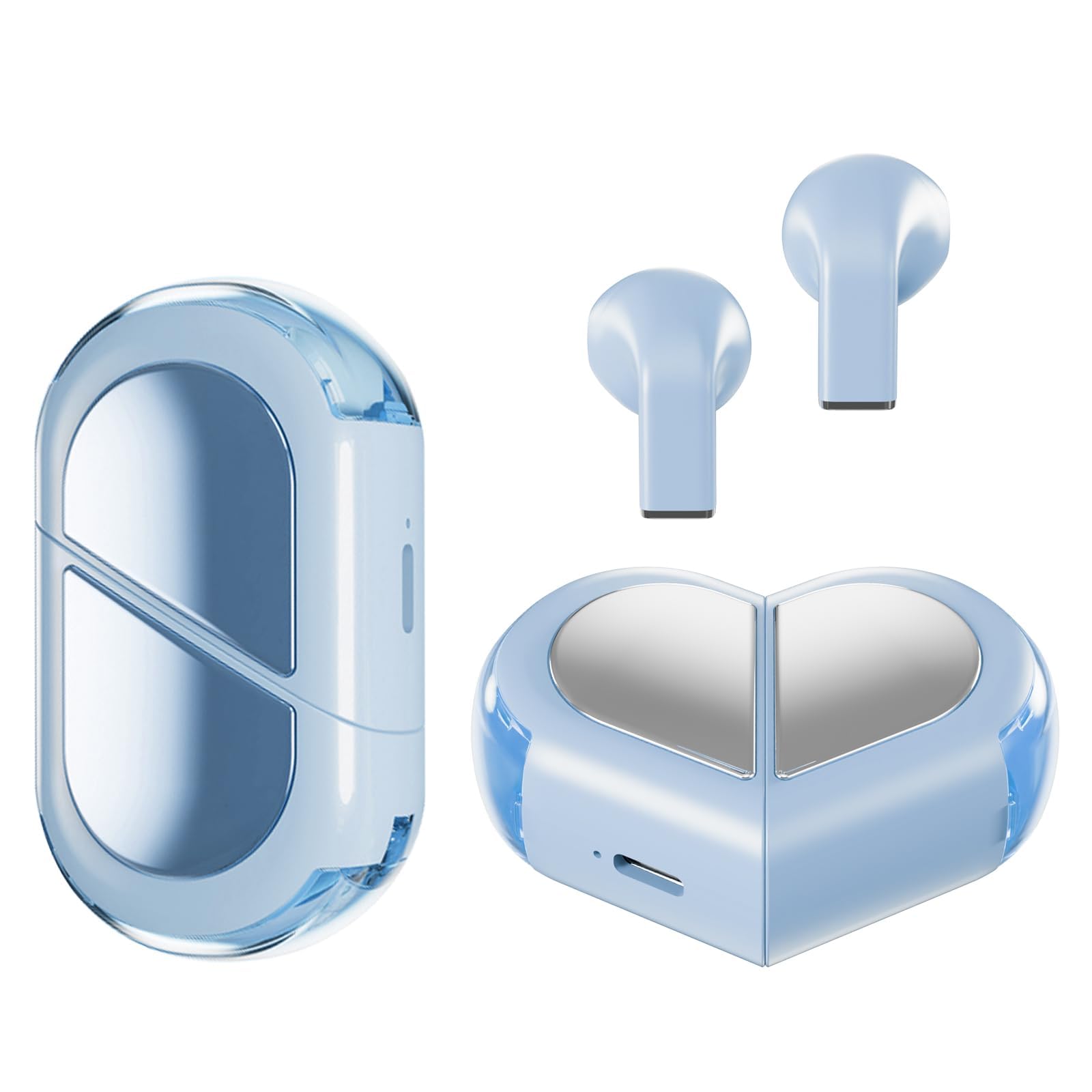 XMENHA Pink Heart Wireless Earbuds for Girls Kids, Cute Mini Tiny Small Invisible Earbuds Wireless Bluetooth for Small Ears Canals Women