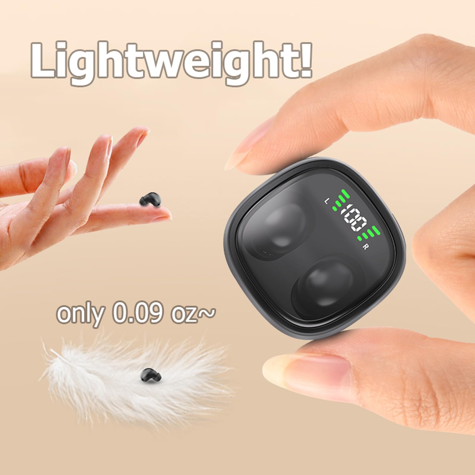 XMENHA Low Profile Mini Small Invisible Earbuds Wireless Bluetooth Ear Buds for Small Ears Canals Women Kids