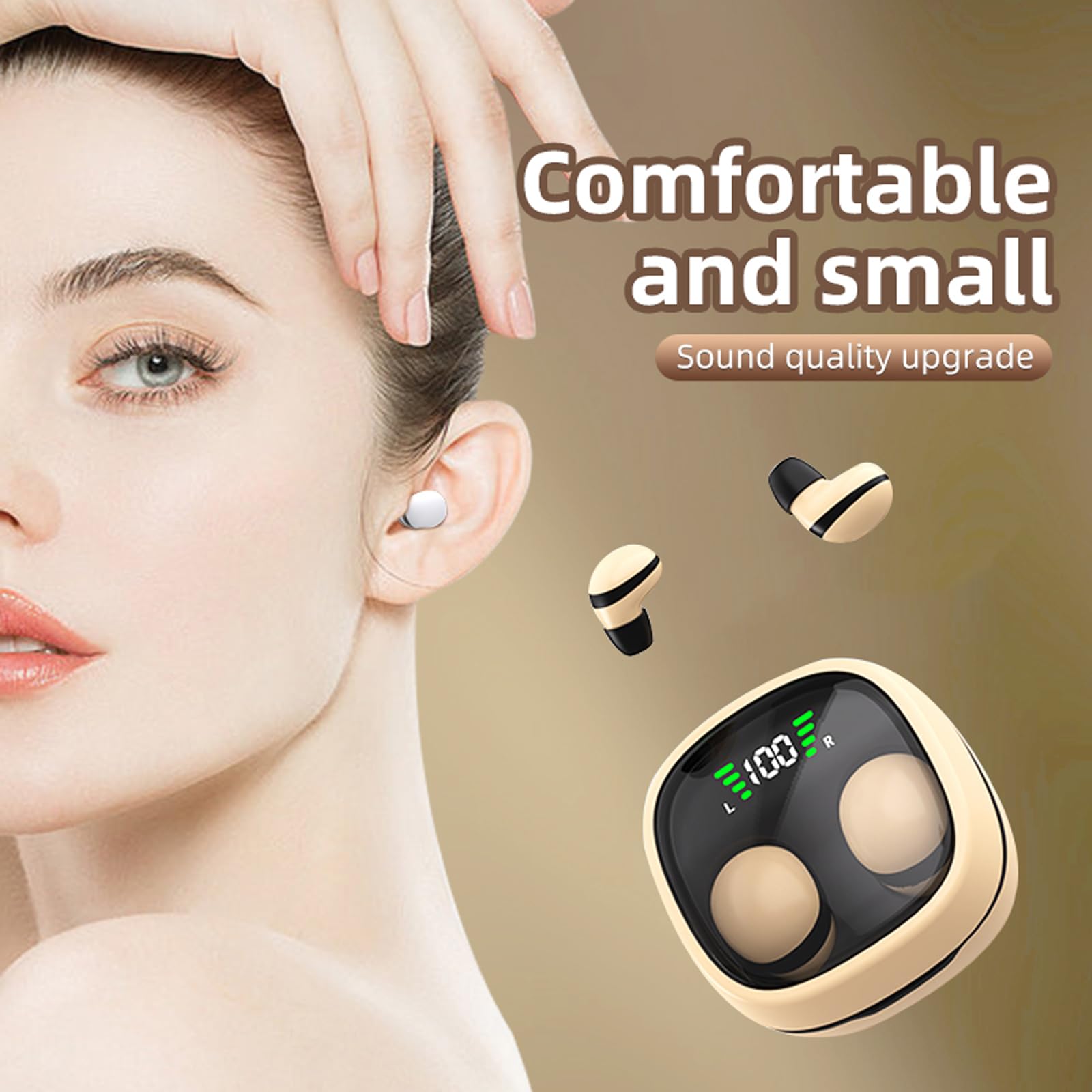 XMENHA Low Profile Mini Small Invisible Earbuds Wireless Bluetooth Ear Buds for Small Ears Canals Women Kids