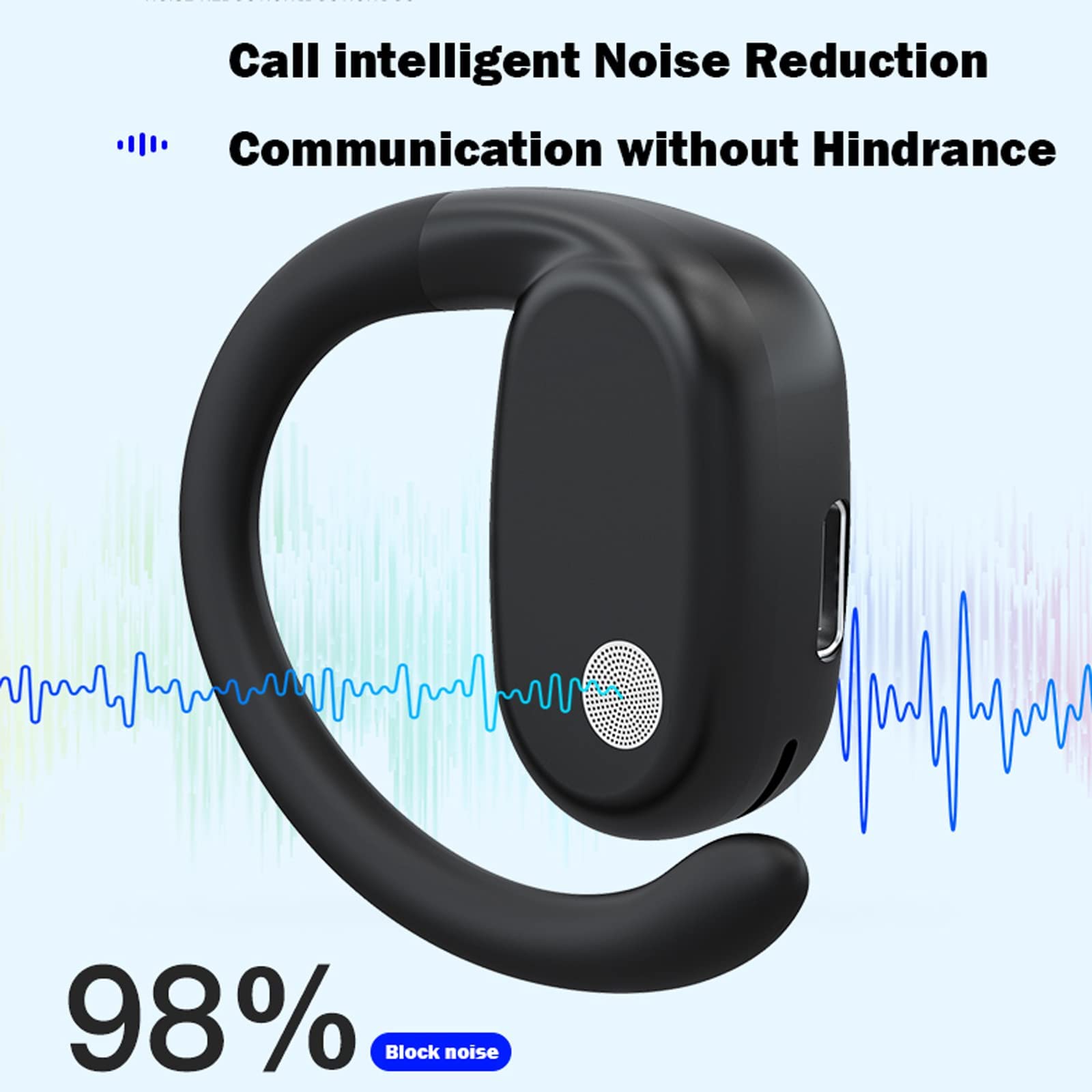 XMENHA Single Over Open Ear Earbud One Ear Buds Air Bone Conduction Headphones Blue Tooth Phone Ear Piece Wireless Bluetooth Earpiece Headset