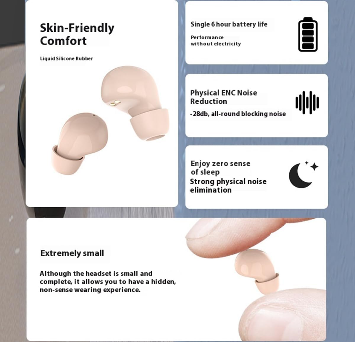 XMENHA Ear Buds Small Mini Invisible Earbuds Wireless Bluetooth Hidden for Work Micro Tiny Discreet Smallest Earbuds for Small Ears Hidden Discreet Headphones
