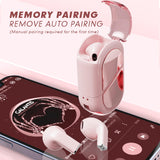 XMENHA Pink Heart Wireless Earbuds for Girls Kids, Cute Mini Tiny Small Invisible Earbuds Wireless Bluetooth for Small Ears Canals Women