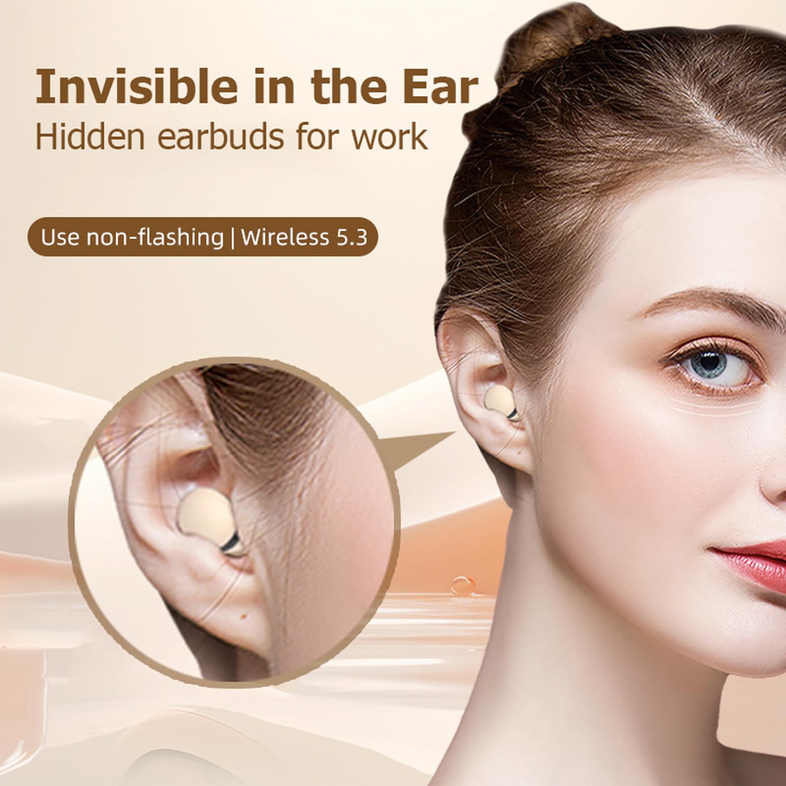 XMENHA Low Profile Mini Small Invisible Earbuds Wireless Bluetooth Ear Buds for Small Ears Canals Women Kids