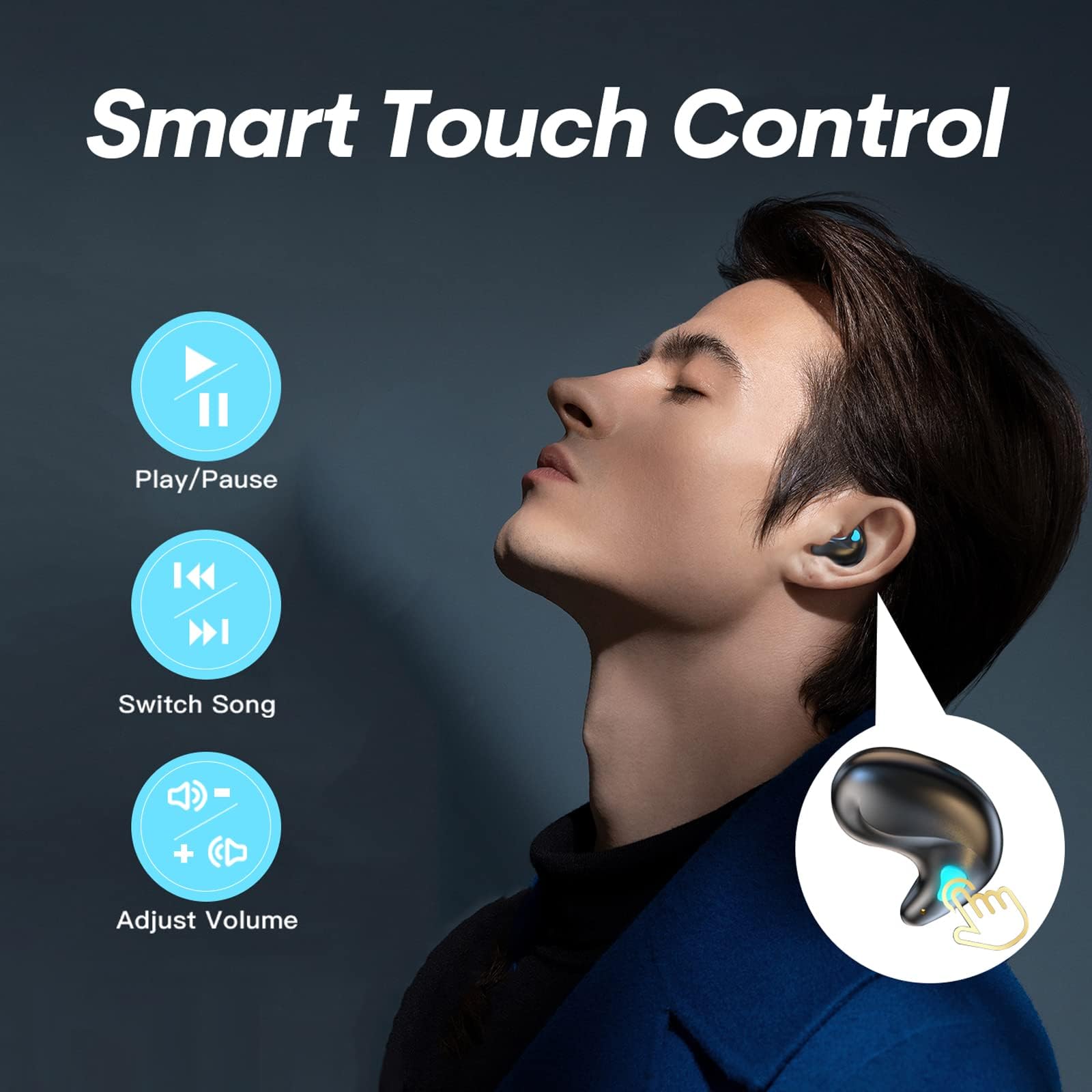XMENHA Sleep Hidden Headphones Wireless Invisible Earbuds for Sleeping Sleep Tiny Earbuds for Side Sleepers Headphone