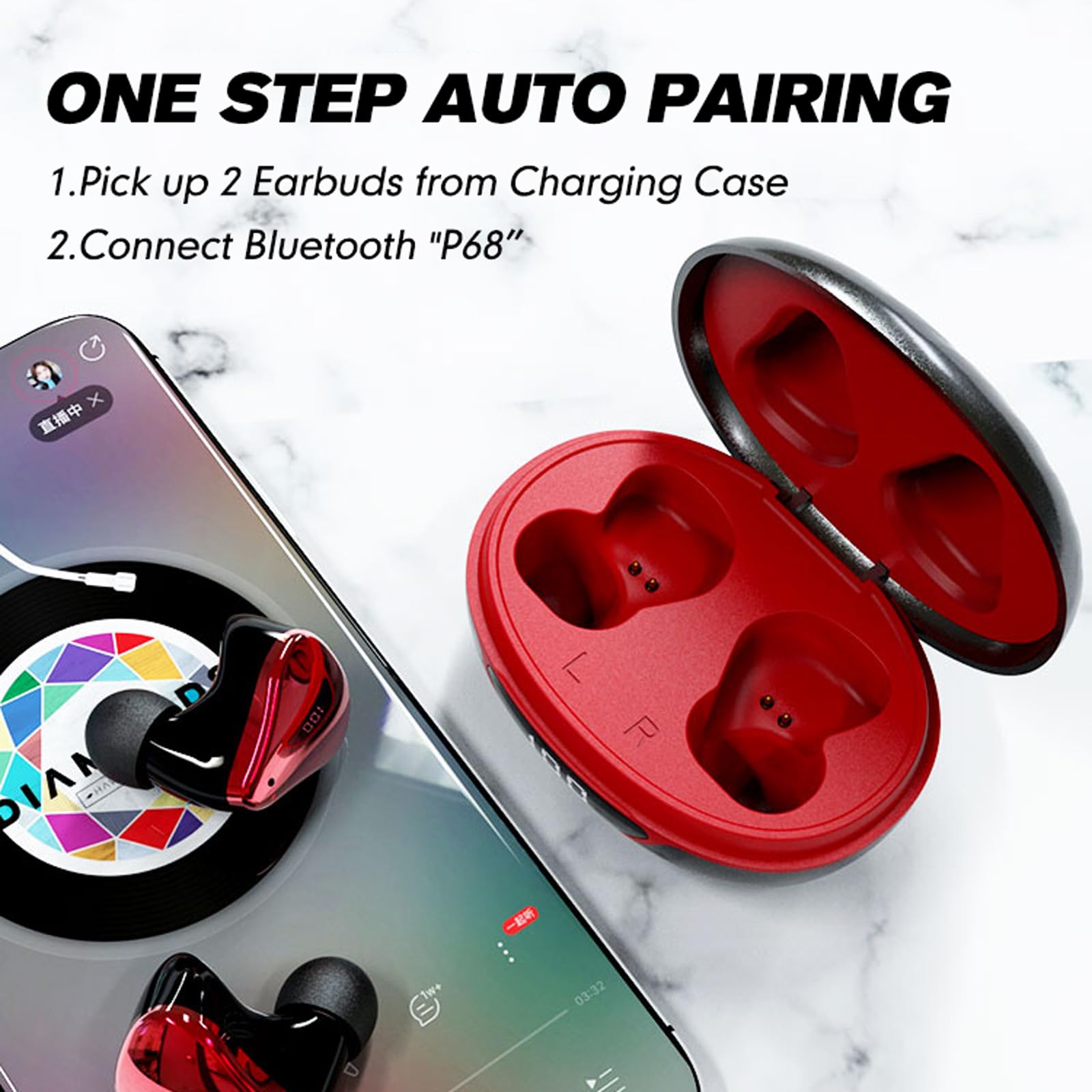 XMENHA Small Wireless Earbuds for Small Ear Canals, Blue Tooth Ear Buds Earphones for iPhone Android
