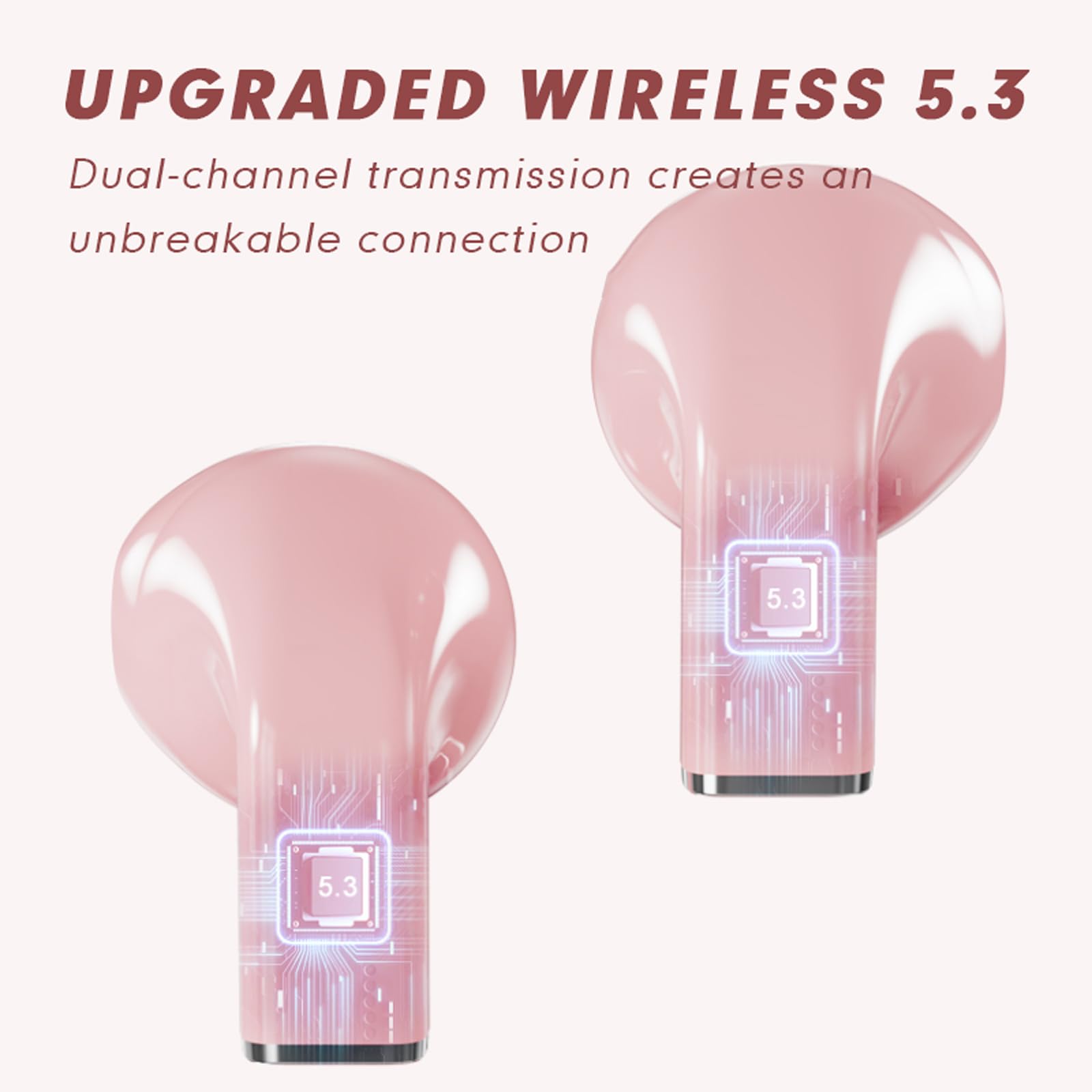 XMENHA Pink Heart Wireless Earbuds for Girls Kids, Cute Mini Tiny Small Invisible Earbuds Wireless Bluetooth for Small Ears Canals Women