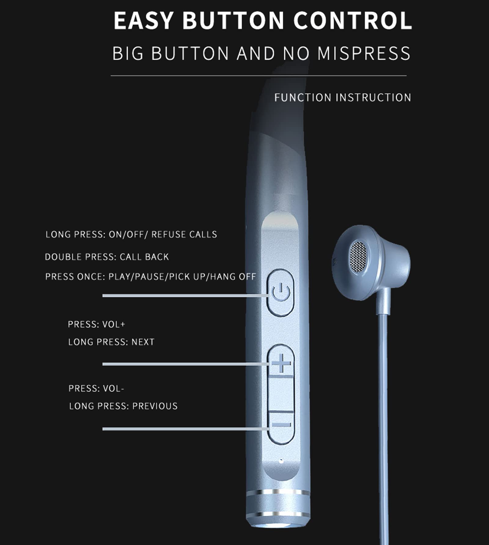XMENHA Neckband Bluetooth Headphones Wireless Earbuds with Microphone Flashlight Around the Neck Waterproof Sport Headset Noise Cancelling Ear Bud