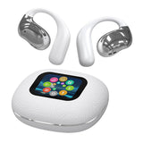 XMENHA Smart Touch Screen Open Ear Earbuds with Ear Hooks Over Ear Sport Earphones with Screen ENC Noise Cancelling Air Conduction Touchscreen Bluetooth Headphones