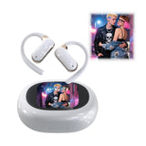 XMENHA Smart Touch Screen Open Ear Earbuds with Screen for iPhone Android TWS Bluetooth Wireless Touchscreen Bone Conduction Earbuds Blue Tooth Ear Buds