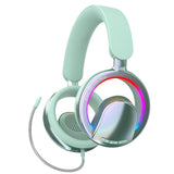 XMENHA Open Ear Open-Back Headphones Wireless Bluetooth Gaming Headset with Mic for PC Switch Xbox One PS4 PS5, 3.5mm Wired Breathable Lightweight Over Ear Headphones Adjustable RGB Light