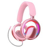 XMENHA Open Ear Open-Back Headphones Wireless Bluetooth Gaming Headset with Mic for PC Switch Xbox One PS4 PS5, 3.5mm Wired Breathable Lightweight Over Ear Headphones Adjustable RGB Light