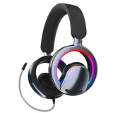 XMENHA Open Ear Open-Back Headphones Wireless Bluetooth Gaming Headset with Mic for PC Switch Xbox One PS4 PS5, 3.5mm Wired Breathable Lightweight Over Ear Headphones Adjustable RGB Light