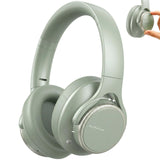 XMENHA ANC Wireless Bluetooth Hybrid Active Noise Cancelling Headphones Green Over the Ear Earphones Sound Cancelling Headphone Headset with Noise Cancellation for Airplane Travel Gym Game Adults