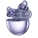 XMENHA Open Ear Clip On Earbuds Bluetooth Ear Cuff Headphones Purple Wireless Bluetooth Out of Ear Air Bone Conduction Earbuds Workout Headphones Earphones Ear Buds for Small Ears Canals Women Men