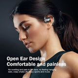 XMENHA Open Ear Headphones Wireless Bluetooth Air Bone Conduction Headphones Head Set with Mic Bone Conduction Earbuds Headset Bone Conducting Earphones Workout Over the Ear Running Earbuds with Earhooks
