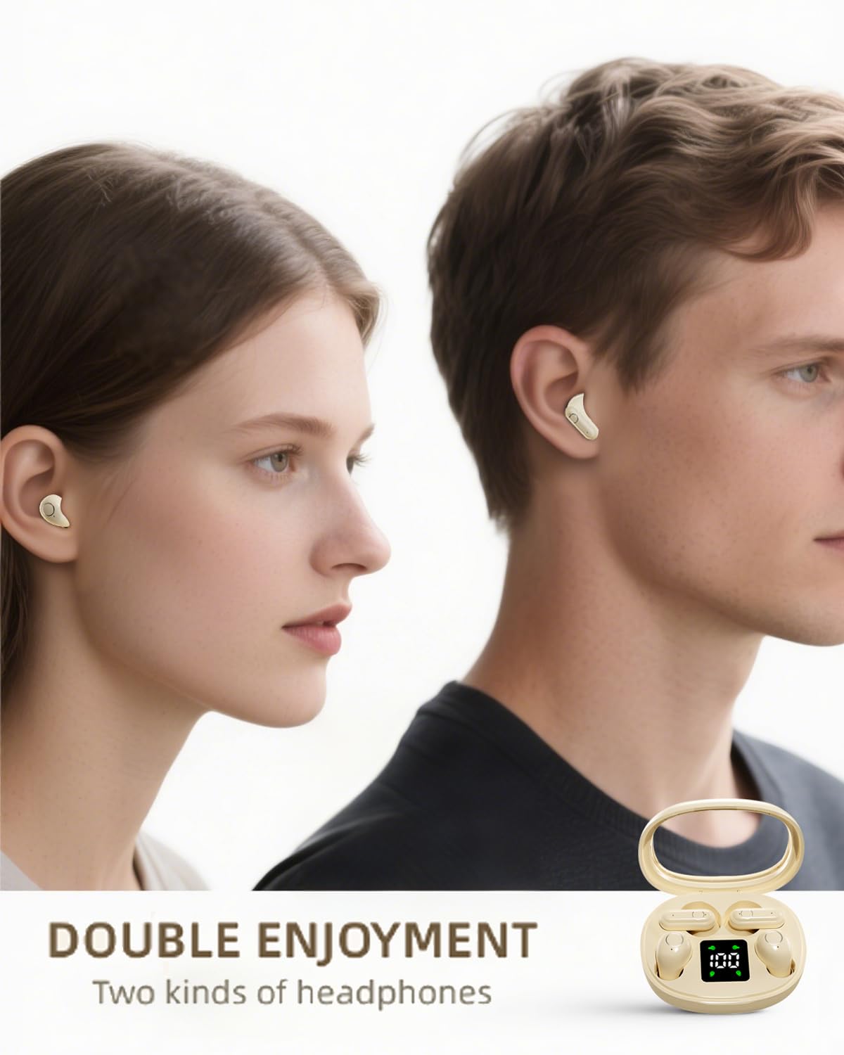 Mini Ears XMENHA 2 Pairs Invisible Small Mini Earbuds Wireless Bluetooth Sleep H