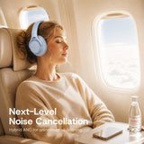 XMENHA ANC Wireless Bluetooth Hybrid Active Noise Cancelling Headphones Green Over the Ear Earphones Sound Cancelling Headphone Headset with Noise Cancellation for Airplane Travel Gym Game Adults
