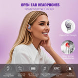 XMENHA Open Over The Ear Earbuds Ear Buds Air Bone Conduction Headphones Purple Wireless Bluetooth Out of Ear Earbuds for Small Ears Canals Women Kids with Ear Loop