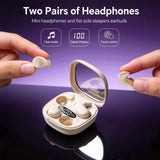 XMENHA Flat Sleep Mini Invisible Earbuds Wireless Bluetooth, Side Sleepers Flat Sleeping Small Tiny Micro Ear Buds Small Ears Low Profile Smallest Discreet Hidden Earbuds Headphones for Work 2-Pack
