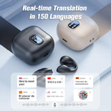 XMENHA AI Language Translator Earbuds Translate Open Ear Clip On Buds Bluetooth Translation Translating Earbuds Real Time AI Bone Conduction Headphones