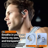 XMENHA Out of Ear Open Ear Headphones Wireless Ear OWS Hanging Earphones 5.4 Bluetooth Air Bone Conduction Around Over The Ear TWS Wireless Earbuds Workout Outside The Ear Headphones Ear Buds with Earhooks