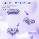 XMENHA Kids Cute Wireless Earbuds Kawaii Hearts Shaped Blue Tooth Ear Buds Unique Design Headphones for iPhone Android Kids Girl Friends