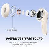 XMENHA Bluetooth 5.3 Half in Ear Headphone True Wireless with Compact Charging Case Earbud Bluetooth Earbuds Stereo Bass Earbuds