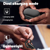 XMENHA Open Ear Headphones with Dual Microphones Noice Cancelling Wireless Earbuds with Earhooks No in-Ear Bluetooth Earpiece for Running Cycling Gym Office Working Out Bluetooth Headset for Cell Phones