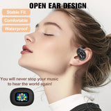 XMENHA Smart Touch Screen Open Ear Earbuds with Ear Hooks Over Ear Sport Earphones with Screen ENC Noise Cancelling Air Conduction Touchscreen Bluetooth Headphones