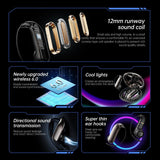 XMENHA Wireless Gaming Open Ear Buds Translation Earbuds Real Time with Ultra-Fine Ear Hooks Loops, Mecha Wrap Around Over the Ear Earbuds Bone Air Conduction Headphones Earphones Wireless Bluetooth
