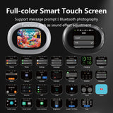 XMENHA Smart Touch Screen Open Ear Earbuds with Screen for iPhone Android TWS Bluetooth Wireless Touchscreen Bone Conduction Earbuds Blue Tooth Ear Buds