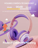 XMENHA Kids Headphones with Microphone for School - Wireless Boy Girls Noise Cancelling Ear Protection Bluetooth Headphones Foldable Children Volume Limiting for iPad Kindle Airplane Travel Tablet