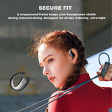 XMENHA Wireless Open Ear Headphones Over The Ear Earbuds with Earhooks Bluetooth Bone Conduction Headphones Wireless Open Ear Earbuds for Sport Bone Conducting Conduction Headset Earphones