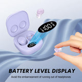 XMENHA Mini Invisible Purple Earbuds Wireless Bluetooth Small Tiny Earbuds Headphones for Small Ear Canals Women Blue Tooth Headset with Mic Wireless Earphones for iPhone Ear Buds Hidden Headphones for Work