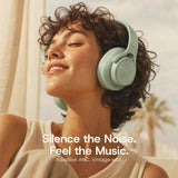 XMENHA ANC Wireless Bluetooth Hybrid Active Noise Cancelling Headphones Green Over the Ear Earphones Sound Cancelling Headphone Headset with Noise Cancellation for Airplane Travel Gym Game Adults