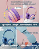 XMENHA Kids Headphones with Microphone for School - Wireless Boy Girls Noise Cancelling Ear Protection Bluetooth Headphones Foldable Children Volume Limiting for iPad Kindle Airplane Travel Tablet