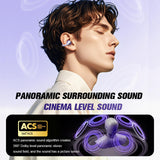 XMENHA Open Ear Clip On Earbuds Bluetooth Ear Cuff Headphones Purple Wireless Bluetooth Out of Ear Air Bone Conduction Earbuds Workout Headphones Earphones Ear Buds for Small Ears Canals Women Men