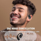 XMENHA Smart Touch Screen Open Ear Earbuds with Ear Hooks Over Ear Sport Earphones with Screen ENC Noise Cancelling Air Conduction Touchscreen Bluetooth Headphones