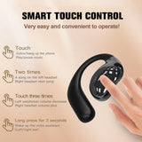 XMENHA Smart Touch Screen Open Ear Earbuds with Ear Hooks Over Ear Sport Earphones with Screen ENC Noise Cancelling Air Conduction Touchscreen Bluetooth Headphones