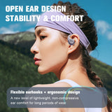 XMENHA Open Over The Ear Earbuds Ear Buds Air Bone Conduction Headphones Purple Wireless Bluetooth Out of Ear Earbuds for Small Ears Canals Women Kids with Ear Loop